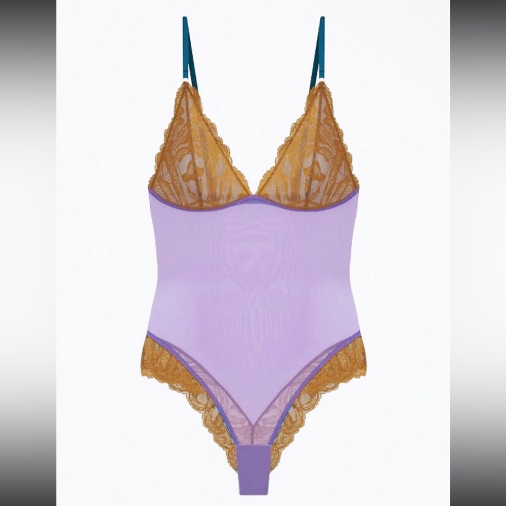 Dora Larsen Karla Soft Cup Sheer Mesh & Lace Lingerie Bodysuit